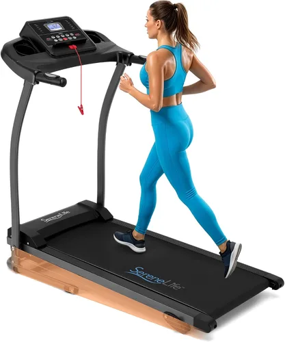 Vista 10 de SereneLife Treadmill with Incline & Handle Bars Compact Portable Walking Pad & Treadmill for Home/Apartment Wide Running Belt 40" x 16" Negro