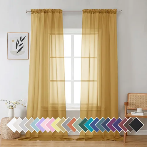Vista 166 de Aiyufeng 2 paneles de cenefa transparente negra de 14 pulgadas de largo, cortinas cortas para dormitorio, cortinas de cocina para ventana pequeña