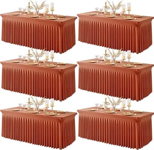 Vista 44 de Paquete de 1 manteles azul bebé para mesas rectangulares de 4 pies, cubiertas de mesa de spandex elástico de una pieza resistentes a las arrugas