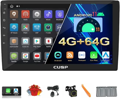 2025 Nuevo 10 pulgadas Android Car Stereo Radio 8 Core Android 4G+64G Universal Doble DIN Single DIN Pantalla con inalámbrico Apple Carplay Auto