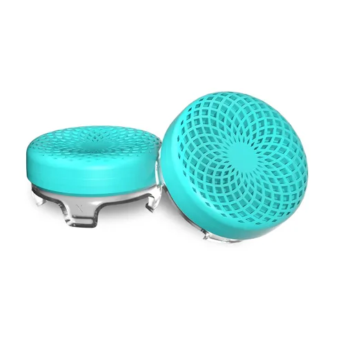 Vista 4 de KontrolFreek Lotus para Xbox One y Xbox Series X Controller Thumbsticks de rendimiento 2 cóncavos de altura media Verde azuladotransparente