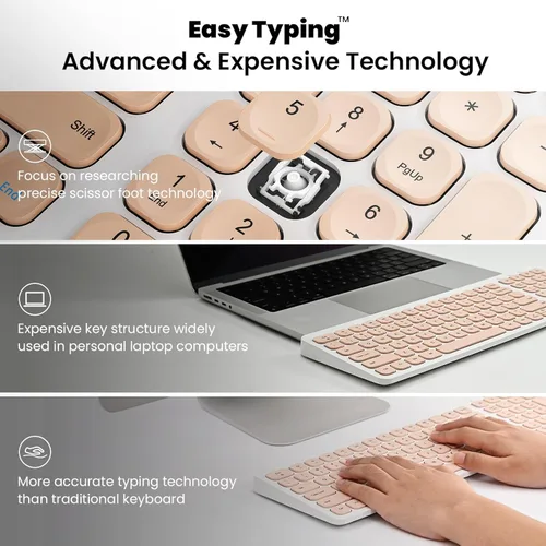 Vista 2 de Cimetech - Juego de teclado compacto de tamaño completo y mouse inalámbricos, teclas de menos ruido, 2.4 G, diseño ultrafino y elegante