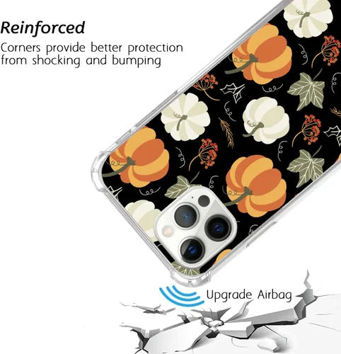 Vista 3 de Funda para iPhone 13 Pro con diseño de hojas de otoño y calabaza compatible con iPhone 13 Pro, funda de teléfono de Acción de Gracias de Halloween