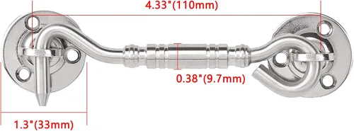 Vista 2 de INIRET Paquete de 2 cierres para puerta de granero de 4 pulgadas, níquel cepillado resistente, acero inoxidable grueso, sólido, para puerta