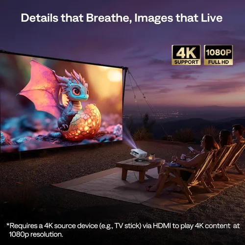 Vista 5 de Aurzen EAZZE - Proyector inteligente compatible con Google TV D1G 4K con WiFi y Bluetooth, enfoque automático y Keystone, Dolby Audio, Zoom