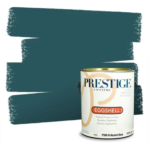 Vista 107 de Prestige Paints - Pintura exterior e imprimación en uno, 1 galón, plano, coincidencia comparable con Behr Misty Isle, P500-N-MQ5-62