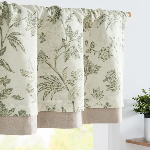 Vista 33 de JINCHAN - Cenefa de lino para cocina, cortina de ventana de doble capa de 16 pulgadas para sala de estar, dormitorio, baño, tratamiento de ventana