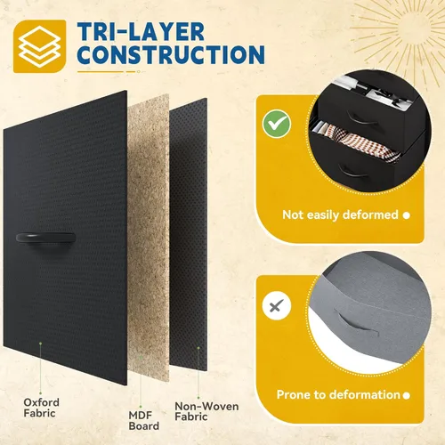 Vista 6 de DWVO - Cómoda para dormitorio, cómoda de tela con 8 cajones, cómoda alta de doble cajón para armario, sala de estar, marco de acero resistente