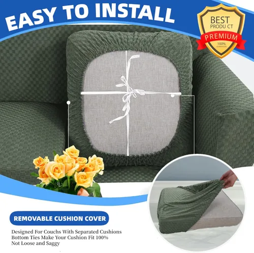 Vista 4 de YEMYHOM - Fundas elásticas para cojín individual, protector de sofá, silla, asiento, funda deslizante, funda suave de sofá, reemplazo, grande, a
