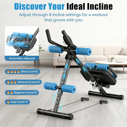 Vista 3 de EPHESPORT Multifunctional Ab Machine, Crunch & Sit-Up Core Trainer, Adjustable Ab Trainer with Knee & Back Support, Foldable, Full Body Workout