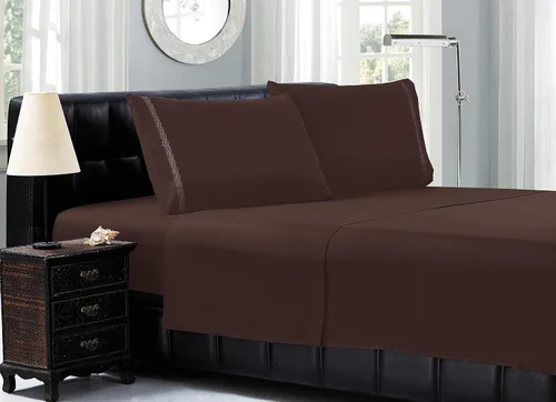 Elegant Comfort Juego de sábanas de lujo en Amazon 1500 de calidad hotelera de primera calidad, juego de sábanas de 4 piezas con bordado de cable,