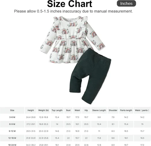 Vista 7 de PATPAT Conjunto de ropa de bebé niña de manga larga para otoño, conjunto de tops y pantalones para niños pequeños