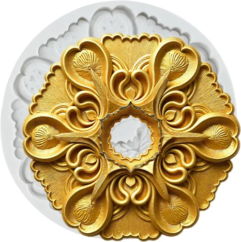 Vista 17 de Moldes de silicona estilo barroco con espirales, moldes de encaje, moldes de flores en relieve, molde de filigrana para decoración de pastel