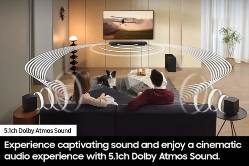 Vista 5 de SAMSUNG Barra de sonido de 5.1 canales con subwoofer inalámbrico Q-Symphony y Dolby Atmos Audio - HW-Q65C/ZA (renovado)
