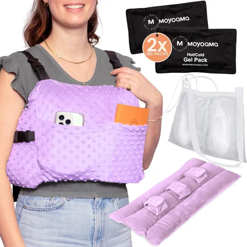 Vista 17 de MOYOAMA Almohada post mastectomía – Juego de 5 piezas de protección – 2 paquetes de gel, cojín para cinturón de seguridad, bolsa de ducha