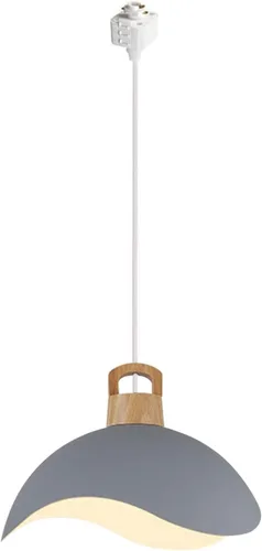 Vista 6 de Kiven Luces de riel tipo H, E26 montadas en pista de 1 luz, estilo nórdico simple, madera de macarrón, lámpara de media luna colgante