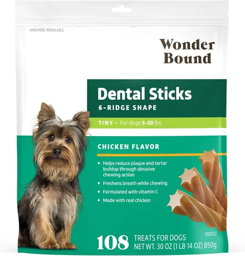 Vista 12 de Marca Amazon – Wonder Bound - Palitos dentales con sabor a carne de res para perros grandes (más de 30 libras), forma de 6 crestas para control