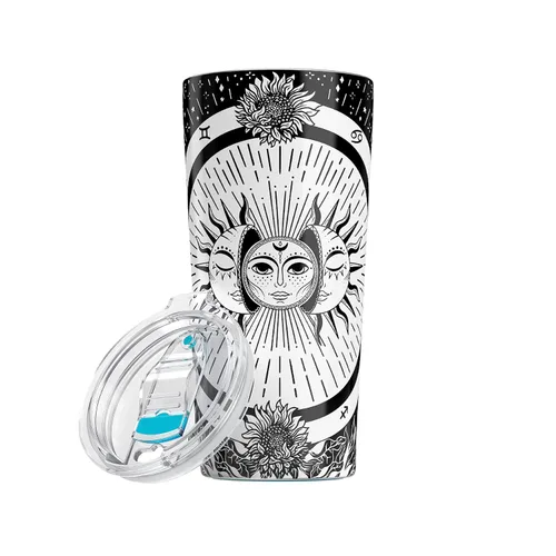 Greenline Goods Tarot - Vaso de café aislado – Taza de metal de 20 onzas con tapa deslizante superior – Base de silicona antideslizante – Botella de