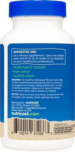 Vista 4 de Nutricost Espirulina orgánica de 500 mg, 240 comprimidos, sin gluten, sin OMG