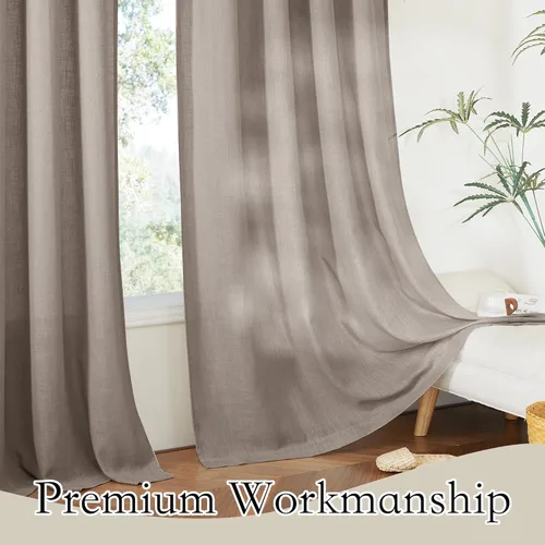 Vista 158 de RYB HOME Cortinas Cortas de Lino con Cenefas Swag - Niveles Semitransparentes para la Parte Superior de Ventanas, Decoración del Hogar con Filtrado