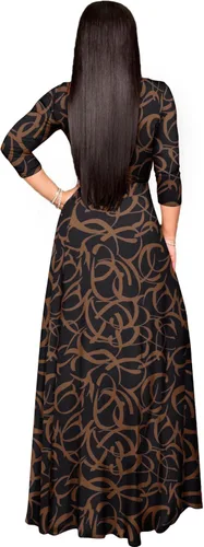 Vista 3 de FANDEE - Vestido largo de talla extragrande para mujer, vestido de verano casual con cuello en V y manga 34
