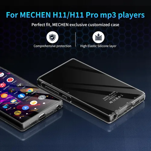 Vista 2 de Estuche para Reproductor MP3 MECHEN X56, Estuche Transparente Resistente a Arañazos para Reproductor MP3 de 5.0 Pulgadas con Orificio para Cordón.