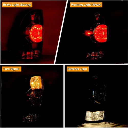 Vista 5 de Conjunto de luz trasera compatible con Tacoma Pickup 2005-2015 para conductor y pasajero, luces traseras LED, conjunto de señal de freno