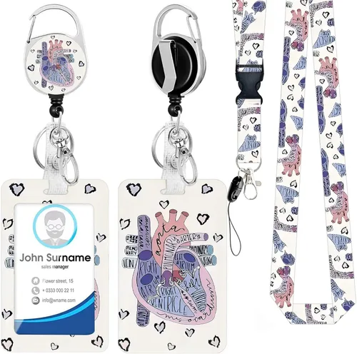 Vista 14 de Soporte para tarjeta de identificación con cordón, soporte positivo para tarjetas de identificación con carrete, retráctil, desmontable, tarjeta