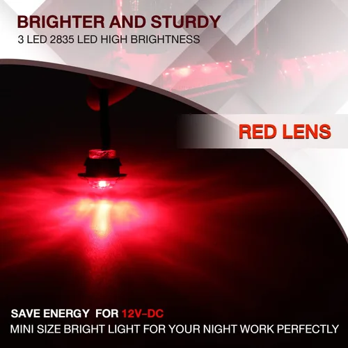 Vista 5 de TMH 10 unidades de montaje de 3/4 de pulgada + 10 luces LED rojas de espacio libre con bala lateral para remolque, camión, caravana, coche, autobús