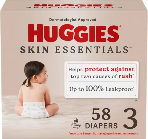 Vista 21 de Huggies Pañales talla 1, pañales Skin Essentials para bebé, talla 1 (8-14 libras), 84 unidades, el embalaje puede variar