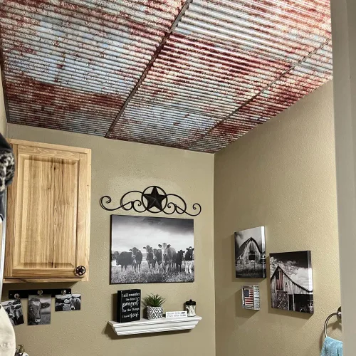 Vista 9 de From Plain To Beautiful In Hours Azulejo de techo de PVC de metal acanalado 261 de 2 x 2 pies (cubiertas/100 pies cuadrados), océano rústico, 25