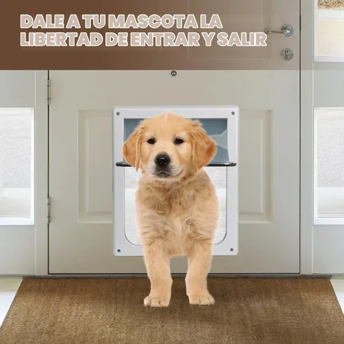 Vista 6 de Puerta corredera interior con solapa para perros, 2 maneras de bloqueo para mascotas, puerta de cristal con solapa transparente