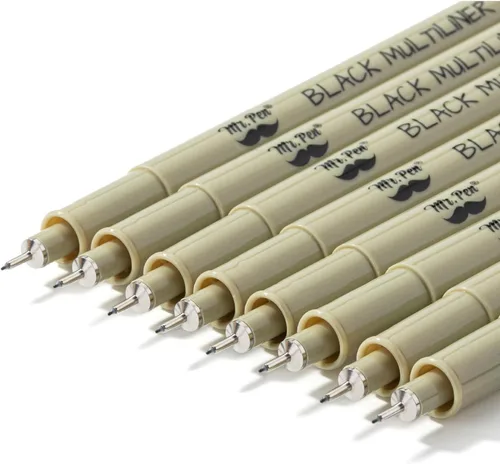 Mr. Pen - Bolígrafos de punta microfina de 0.2mm, paquete de 8 - tinta negra, para diario bíblico y bocetos