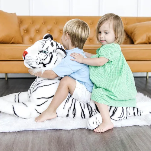 Vista 5 de Melissa & Doug Giant Siberian White Tiger - Lifelike Stuffed Animal (Over 5 feet Long)
