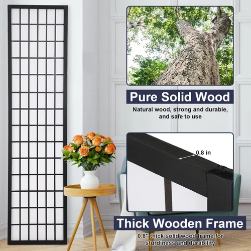 Vista 3 de Divisor de habitación de 4 paneles de 6 pies divisor de privacidad plegable pantalla divisora de habitación de madera divisor de pared independiente