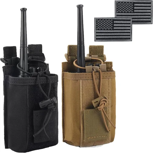 Vista 12 de Bolsa de radio – 1000D Tactical Molle ajustable de dos vías radios soporte bolsa para walkie talkies