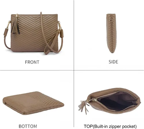 Vista 5 de LYPULY Bolsos cruzados pequeños para mujer, bolsos de hombro de cuero vegano de moda, cartera de mano con correa para la muñeca