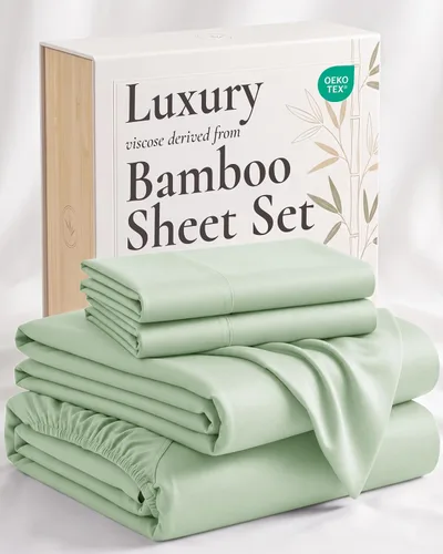 Vista 26 de Hotel Sheets Direct - Juego de sábanas 100% viscosa derivada de bambú tamaño individual - sábanas refrescantes con 1 funda de almohada 01-Blanco