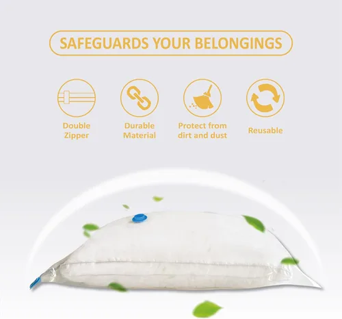 Vista 3 de Bolsas de almacenamiento al vacío, 10 bolsas medianas para ahorrar espacio, con bomba, bolsas con sellado al vacío para ropa, edredones, mantas