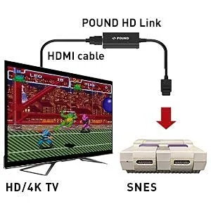 Vista 3 de POUND HD Link Cable for Original Super Nintendo SNES - HDMI Cable with RGB Quality 720p Resolution Plus Micro USB Cable for Boosted Power