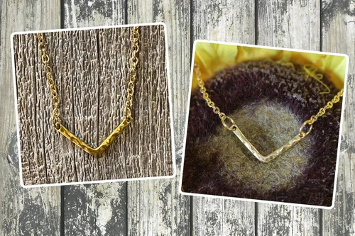 Vista 4 de Gold Chevron Necklace, V Shaped Layering Jewelry, Wife or Girlfriend Gift, Modern Necklace