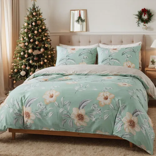 Vista 71 de FADFAY Juego de funda de edredón floral, tamaño completo, 100 % algodón, diseño de rosas y flores, funda de edredón azul, ropa de cama vintage