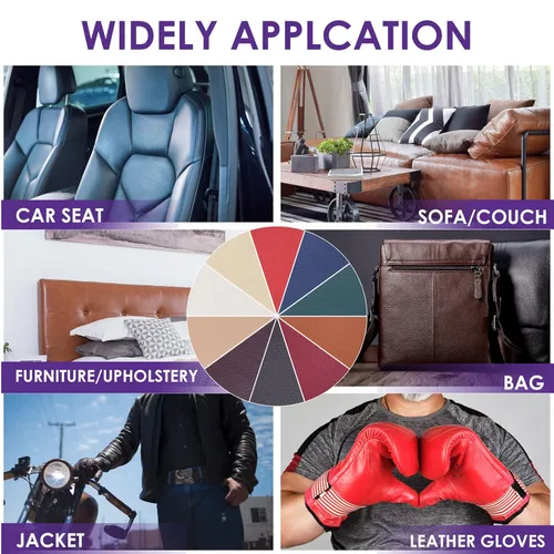 Vista 3 de Cinta de parche de reparación de cuero de 8 x 12 pulgadas, 2 piezas de cinta autoadhesiva fuerte de cuero para muebles, sofás, asientos