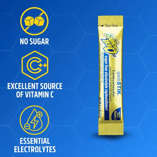 Vista 22 de Bebida en polvo Qwik Stik de Sqwincher, con electrolitos y sin azúcar (contiene 50 unidades), cítrico (Cool Citrus), 50