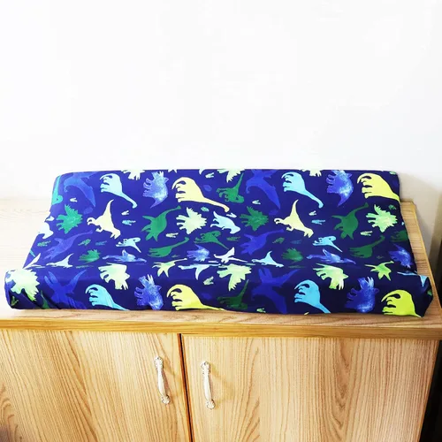 Vista 7 de Funda para cambiador de pañales para bebé niño, diseño de dinosaurio, para recién nacido, elástico (azul)