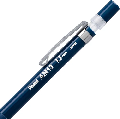 Vista 3 de Pentel Sharp HD Portaminas mecánico, (1.3mm), Cuerpo de color azul oscuro, Incluye repuesto de mina Super Hi-Polymer (AM13LBP)