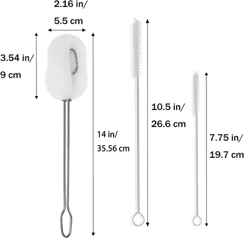 Vista 2 de Alink - Juego de 6 cepillos de esponja para botella con asa, sin arañazos, lavado para gases de vino/whisky, biberones de bebé, vasos con 3