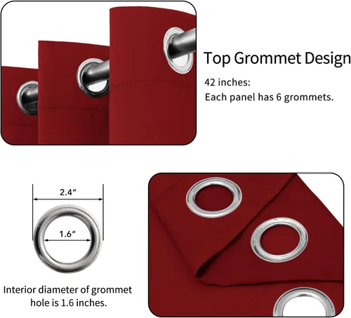 Vista 451 de Easy-Going - Cortinas opacas para dormitorio, aislamiento térmico sólido con ojales, cortinas de ventana para reducción de ruido, cortinas