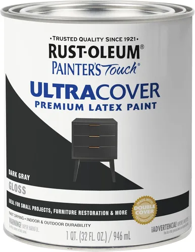 Vista 69 de Rust-Oleum 1976502 Painter's Touch - Pintura de látex, cuarto de galón, negro plano, 32 onzas líquidas, (paquete de 1)