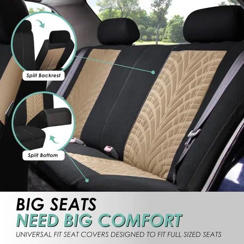 Vista 4 de FH GROUP FH-FB071217 Conjunto completo de fundas para asiento de auto de tres filas, se adapta a bolsa de aire y parte trasera, sirve para la Beige